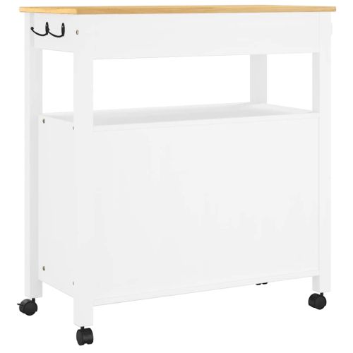 Кухненска количка "MONZA" 84x40x88,5 см бяла борово дърво масив