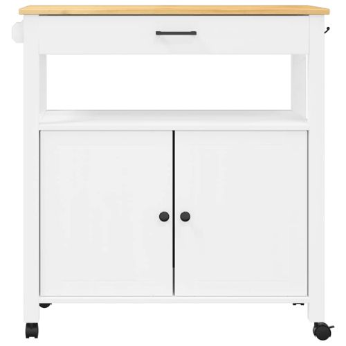 Кухненска количка "MONZA" 84x40x88,5 см бяла борово дърво масив