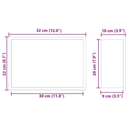 Нишата за душ Бяло 30 x 20 x 9,5 см Неръждаема стомана