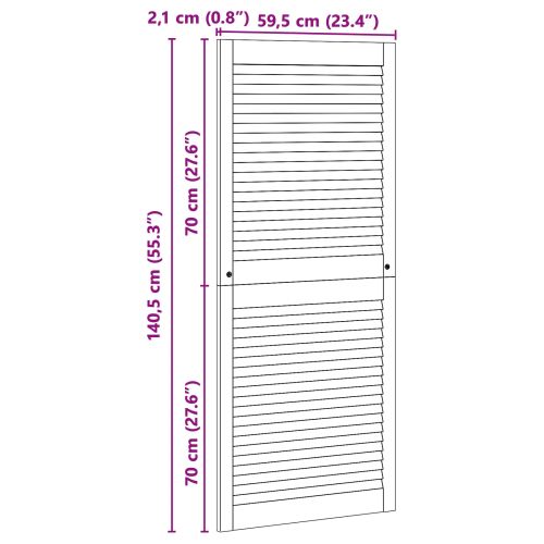 Врата за шкаф с врата 2 бр. Натурално 140,5 x 2,1 x 59,5 см