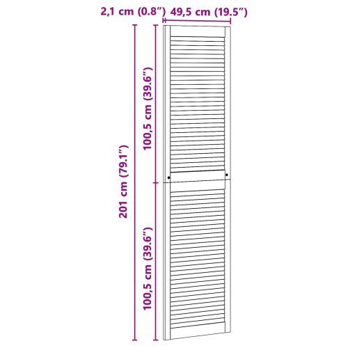 Врата за шкаф с врата 2 бр. Натурално 201 x 2,1 x 49,5 см