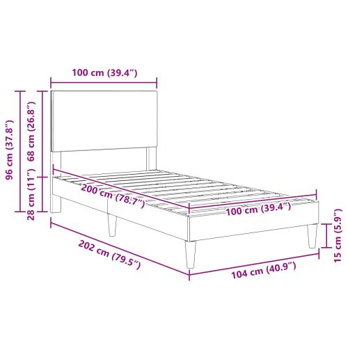 Рамка за легло с таблото Тъмносиво 100 x 200 cm Кордюрова тъкан