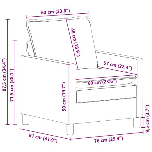 Диван Светлосиво 76 x 81 x 87,5 см Текстил
