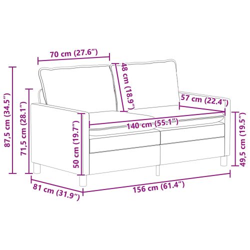 Диван Светлосиво 156 x 81 x 87,5 см Текстил