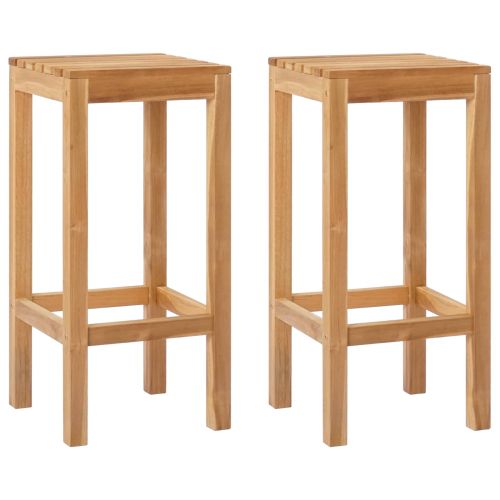 Бар стол 2 pcs Натурално 35 x 35 x 75 см Солидно тиково дърво