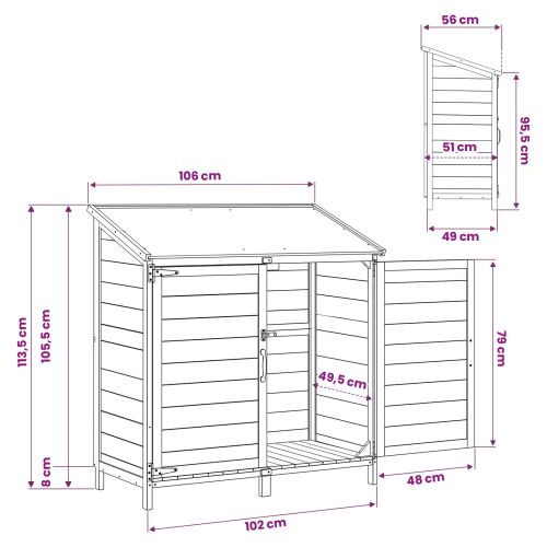 Градина постройка Бяло 106,5 x 56 x 113,5 см