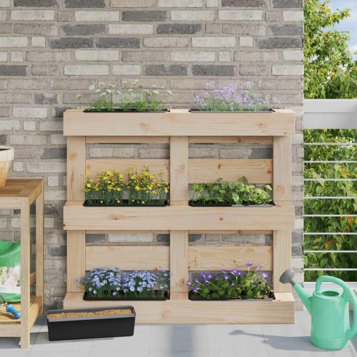 Кутиите за цветя за евро палети 12 pcs Черно 36 x 13,5 x 9,5 см