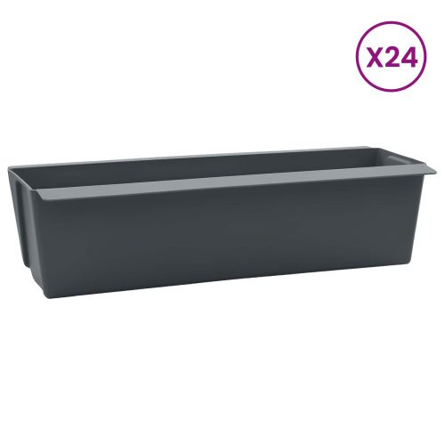 Кутиите за цветя за евро палети 24 бр. Сиво 36 x 13,5 x 9,5 см