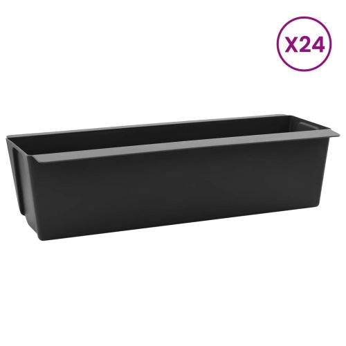 Кутиите за цветя за евро палети 24 бр. Черно 36 x 13,5 x 9,5 см