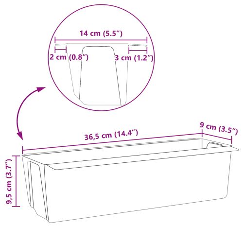 Кутиите за цветя за евро палети 24 бр. Черно 36 x 13,5 x 9,5 см