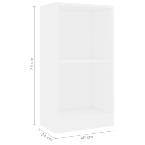 Етажерка за книги, бяла, 40x24x75 см, инженерно дърво