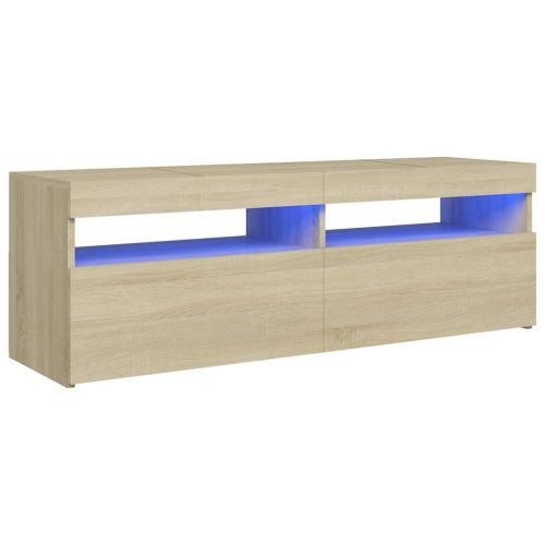 ТВ шкаф с LED осветление, дъб сонома, 120x35x40 см