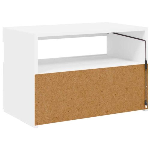 ТВ шкаф с LED осветление, бял, 60x35x40 см