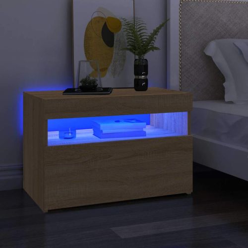 ТВ шкаф с LED осветление, дъб сонома, 60x35x40 см