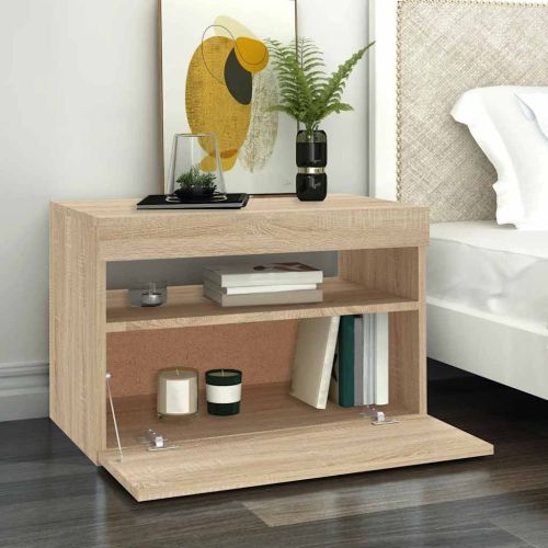 ТВ шкаф с LED осветление, дъб сонома, 60x35x40 см