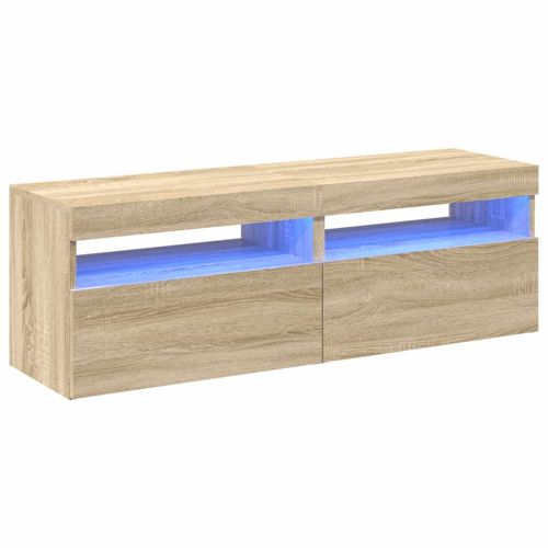 ТВ шкафове с LED осветление 2 бр дъб сонома 60x35x40 см