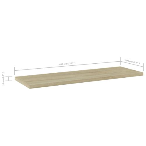 Рафтове за етажерка, 4 бр, дъб сонома, 60x20x1,5 см, ПДЧ