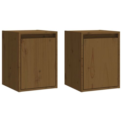 Стенни шкафове, 2 бр, меденокафяви, 30x30x40 см, бор масив