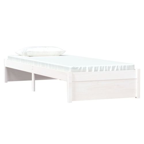 Рамка за легло бяла масивно дърво 75x190 см Small Single