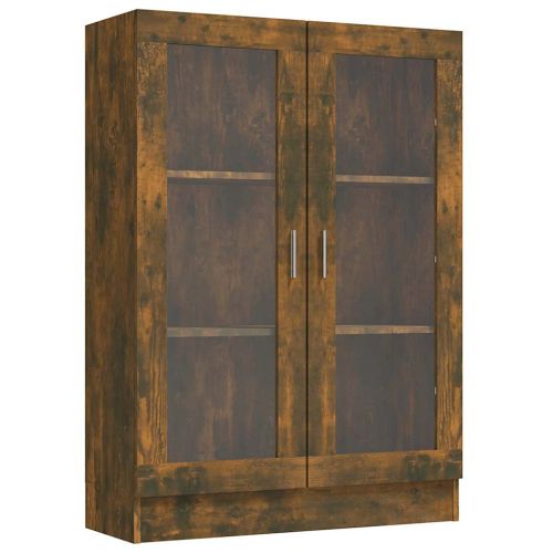Шкаф витрина, опушен дъб, 82,5x30,5x115 см, инженерно дърво