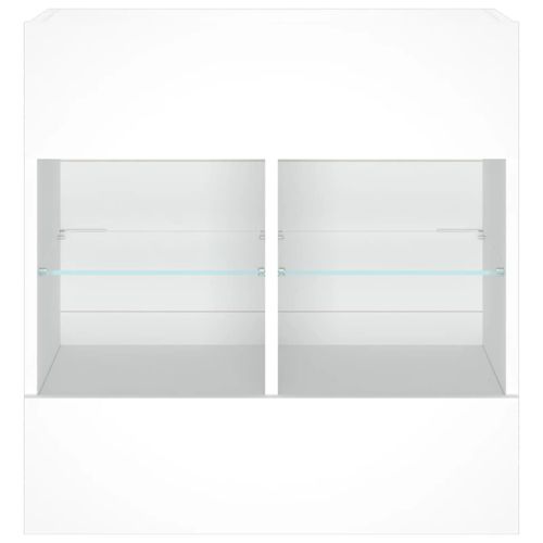 Стенен ТВ шкаф с LED осветление, бял, 58,5x30x60,5 см