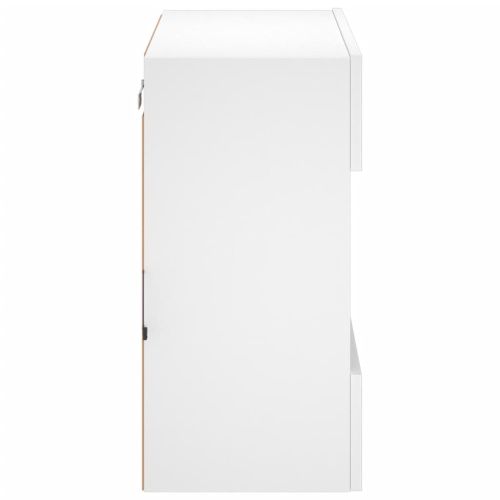 Стенен ТВ шкаф с LED осветление, бял, 58,5x30x60,5 см