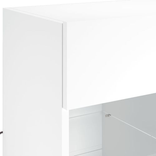 Стенен ТВ шкаф с LED осветление, бял, 58,5x30x60,5 см