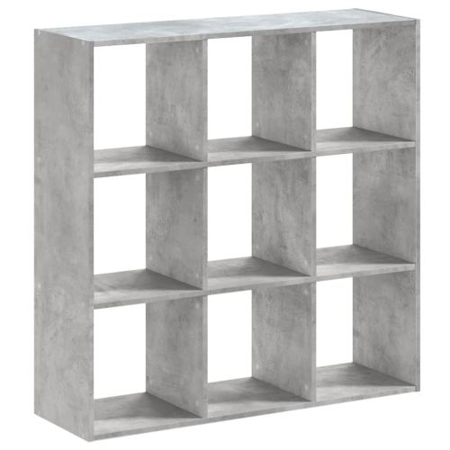 Библиотека, бетонно сива, 102x32x102 см, инженерно дърво