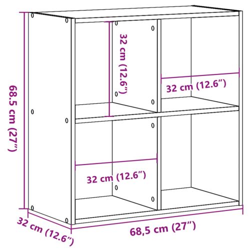 Библиотека старо дърво 68,5x32x68,5 см инженерно дърво