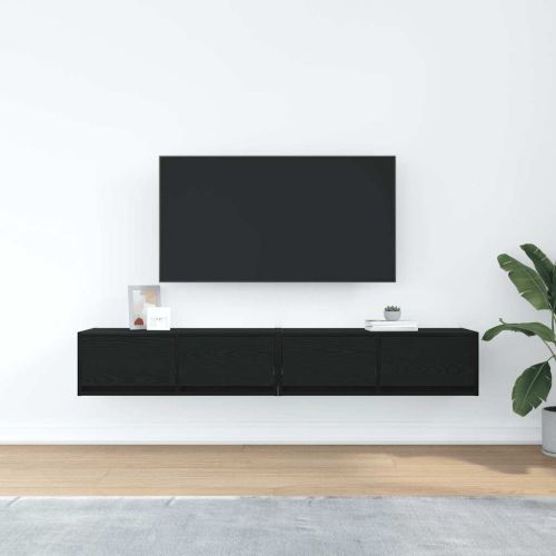 ТB шкафове, 2 бр, черен дъб, 80x31x25,5 см, инженерно дърво