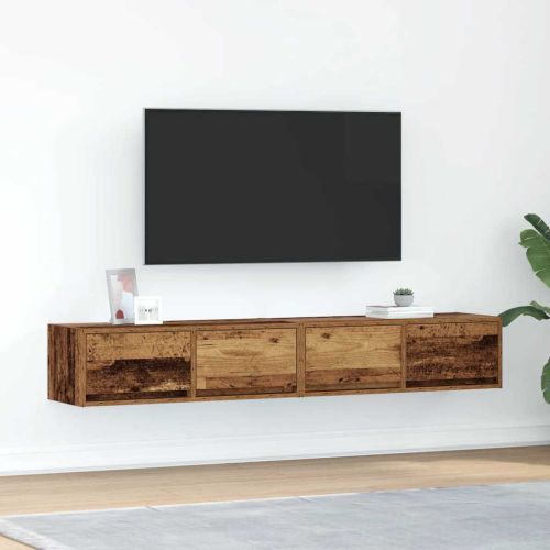 ТВ шкафове 2 бр Старо дърво 80x31x25,5 см инженерно дърво