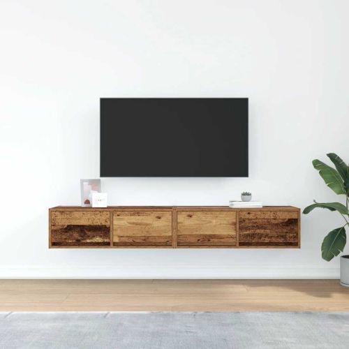 ТВ шкафове 2 бр Старо дърво 80x31x25,5 см инженерно дърво