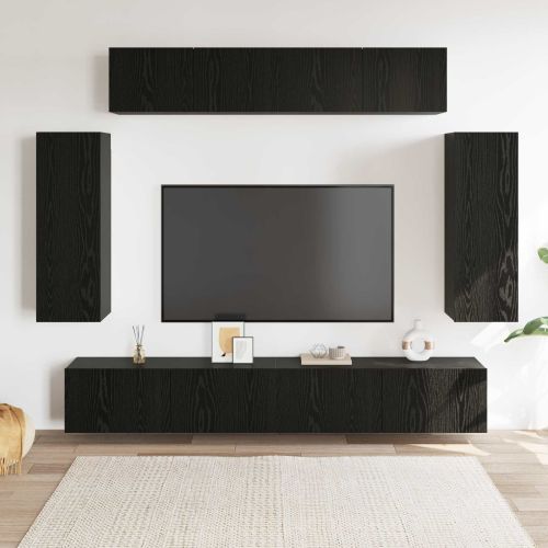 Комплект ТВ шкаф 6 pcs Черния дъб 100 x 30 x 30 cm