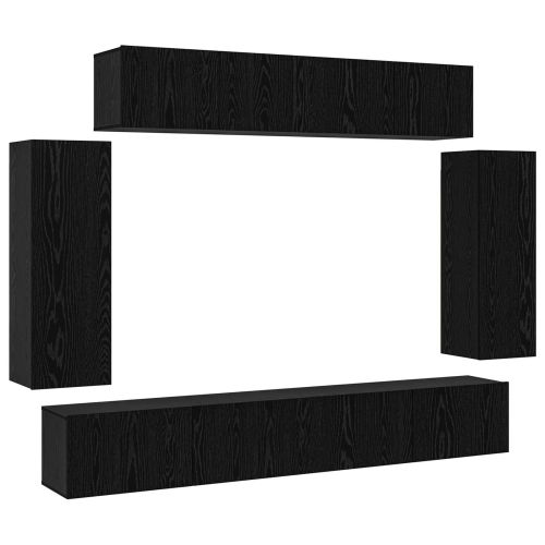 Комплект ТВ шкаф 6 pcs Черния дъб 100 x 30 x 30 cm