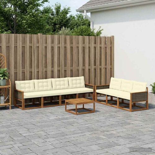 Комплект дивани за открито 8 pcs Натурален и Крема