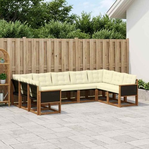 Комплект дивани за открито 9 pcs Натурален и Крема