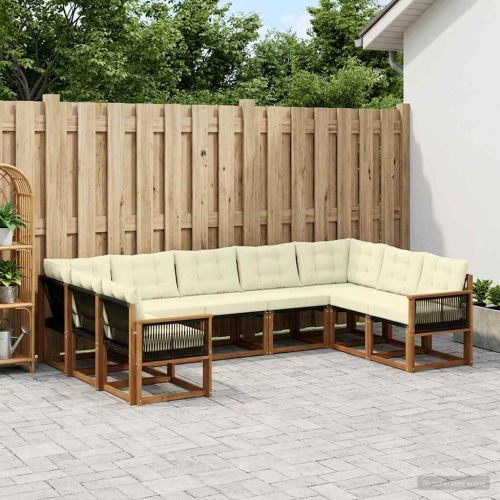 Комплект дивани за открито 9 pcs Натурален и Крема