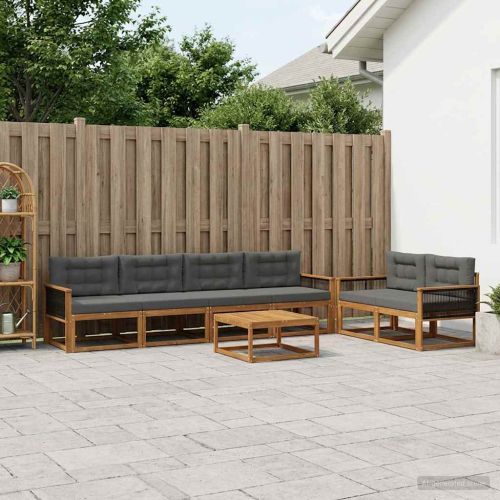 Комплект дивани за открито 7 pcs Натурален и Антрацит