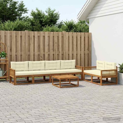 Комплект дивани за открито 7 pcs Натурален и Крема