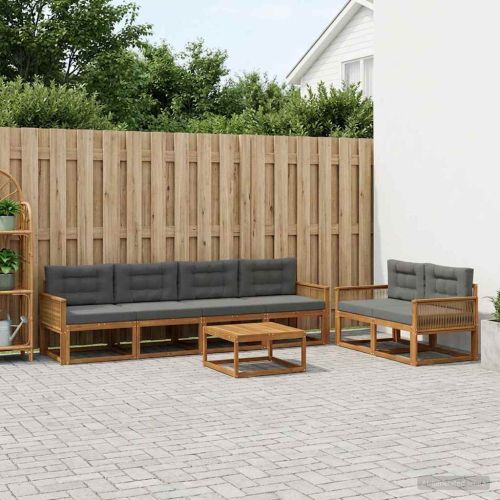Комплект дивани за открито 7 pcs Натурален и Антрацит