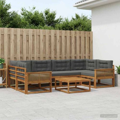 Комплект дивани за открито 7 pcs Натурален и Антрацит