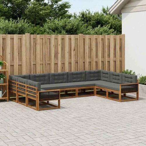 Комплект дивани за открито 9 pcs Натурален и Антрацит