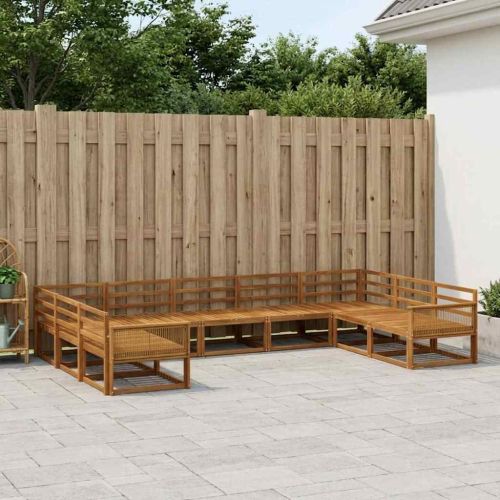 Комплект дивани за открито 9 pcs Натурално
