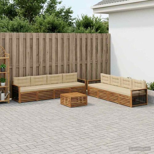 Комплект дивани за открито 9 pcs Натурален и Бежов