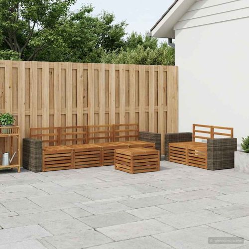 Комплект дивани за открито 7 pcs Натурално