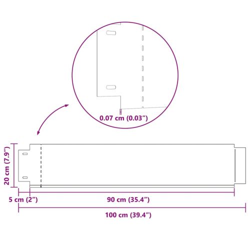 Бордюрни ленти, 20 бр, поцинкована стомана, 100x20 см