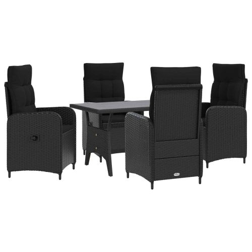Комплект за хранене на открито 5 pcs Черно полиратан
