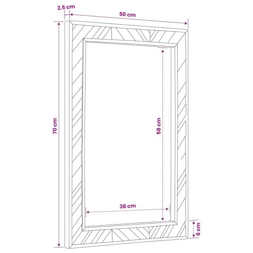 Огледало Монтиране на стена Кафяво 70 x 50 x 3 см Стъкло