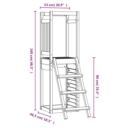 Комбинирано детско съоръжение за игра 53x46,5x169 см бор масив