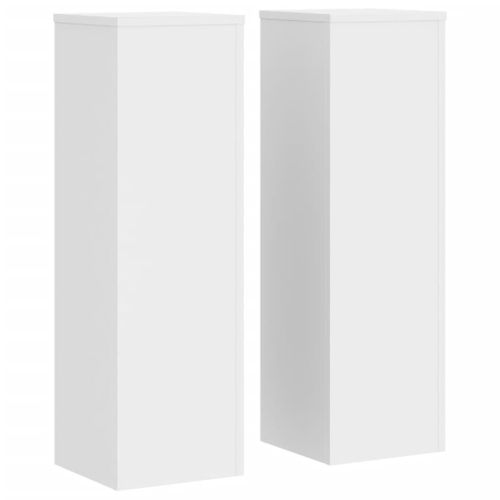 Стойки за растения 2 бр бели 25x25x80 см инженерно дърво